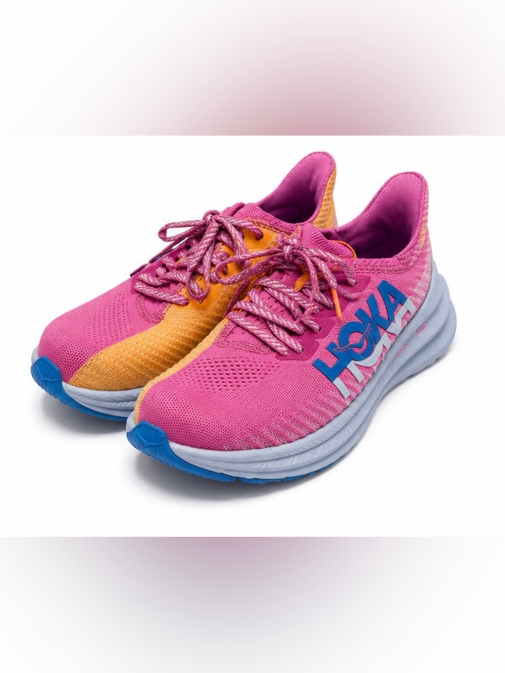 Hoka One One Carbon Pink & Orange Women's Athletic Running Shoes